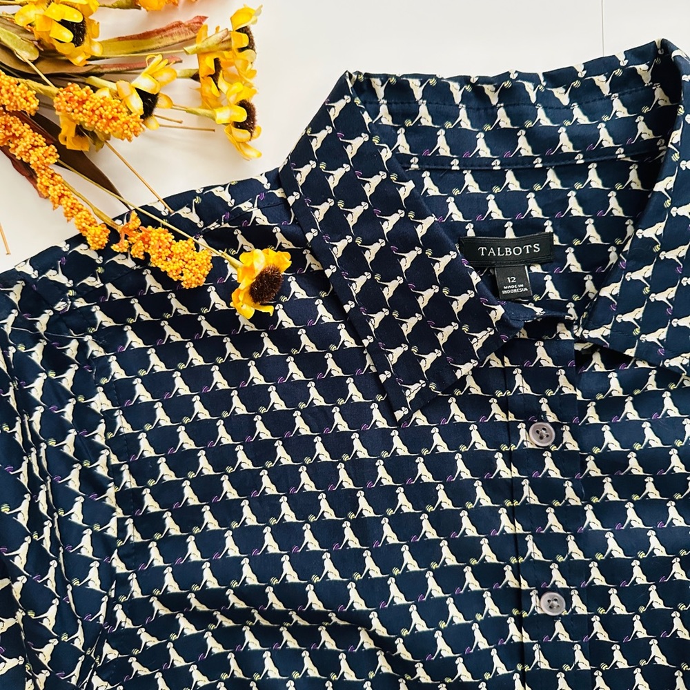 Navy Patterned Women's Top - Picture 4 of 7